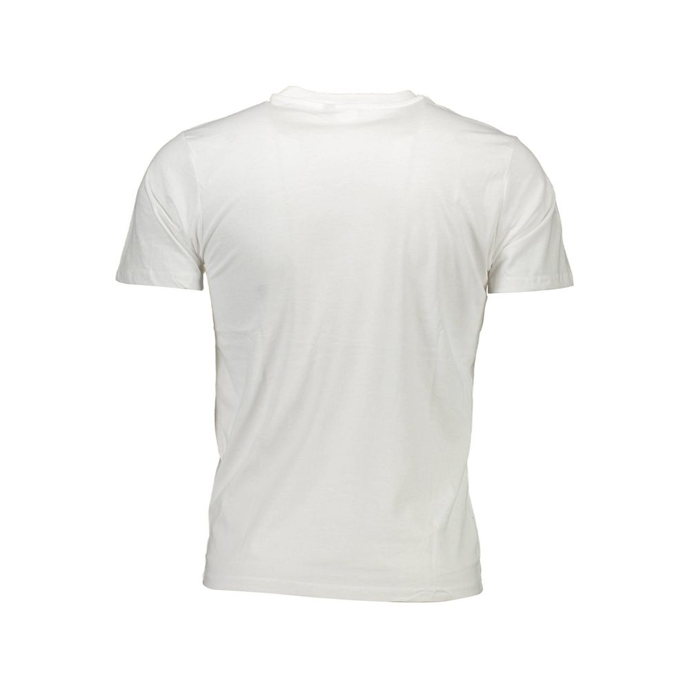 Back view of Sergio Tacchini White Cotton Men T-Shirt showcasing premium cotton and classic style.