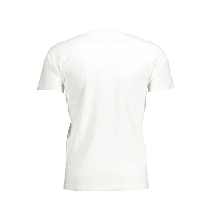 Back view of Sergio Tacchini White Cotton Men T-Shirt showcasing classic design and signature style.