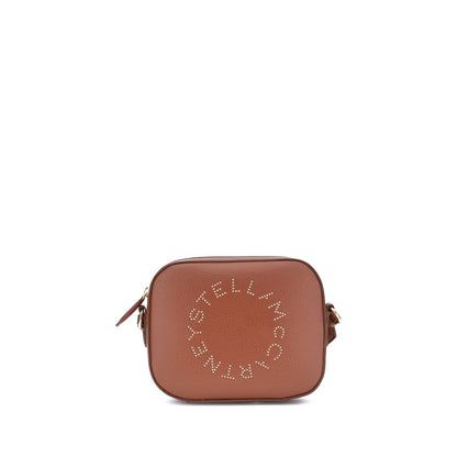 Stella McCartney Brown Other Fibres Shoulder Bag with adjustable strap and zippered closure, featuring iconic monogram embellishment.