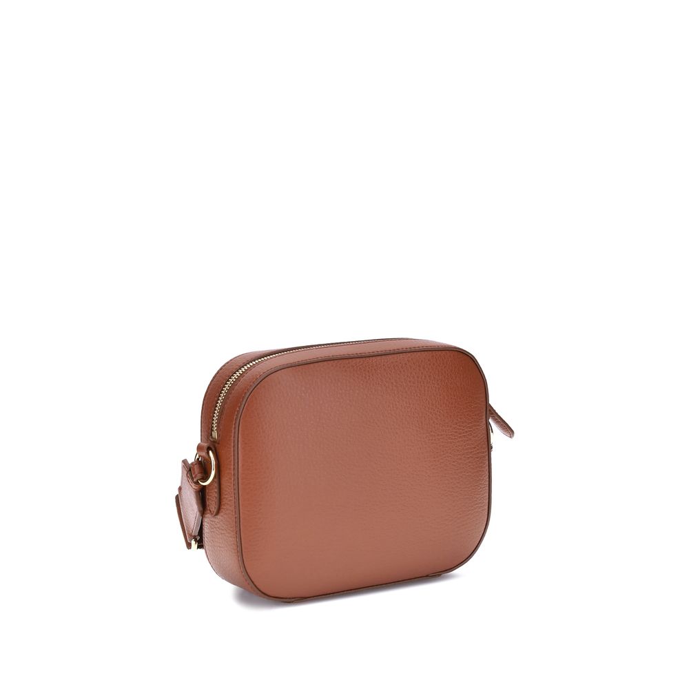 Stella McCartney Brown Other Fibres Shoulder Bag, faux leather, adjustable strap, AW25, eco-friendly design, monogram embellishment.