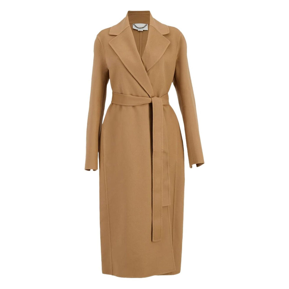 Stella McCartney Coats Camel - wool double-breasted wrap style with self-tie belt and notched lapel. True to size for chic, elegant fit.