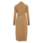 Stella McCartney Coats Camel in double-face wool with self-tie belt and notched lapel, back view of wrap style, size 40 IT.