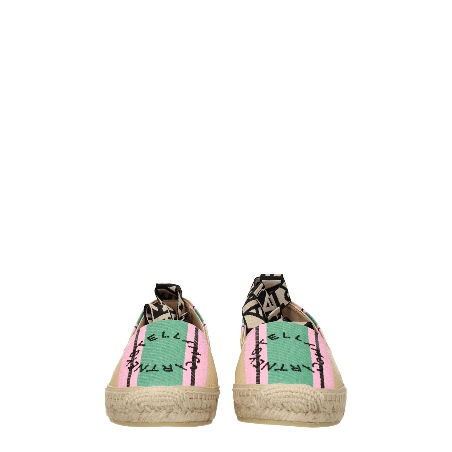 Stella McCartney Multicolor Fabric Espadrilles with round toe, self-tie, and front logo design in a casual style, rubber sole.