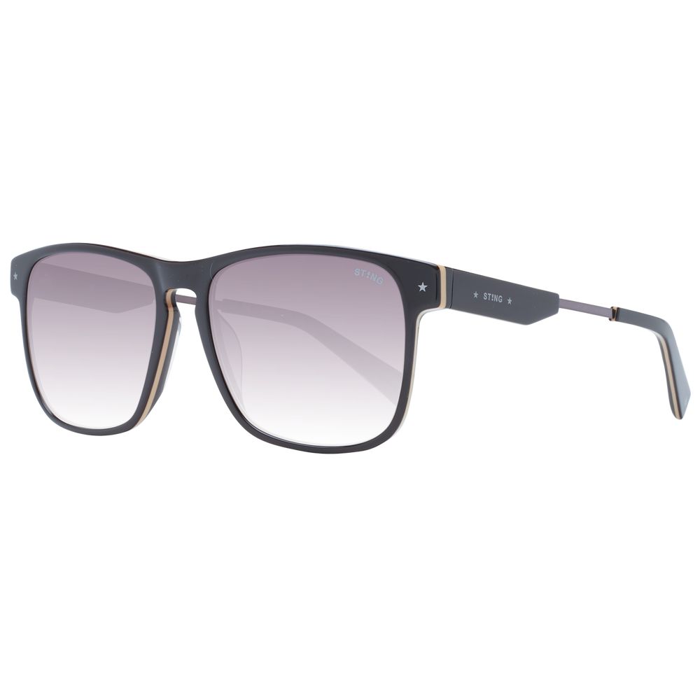 Sting Brown Men Sunglass - Square full-rim acetate & plastic frame with gradient brown lenses, includes branded case, UVA & UVB protection.