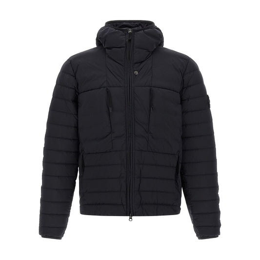 Stone Island Blue Polyamide Full-Length Jacket