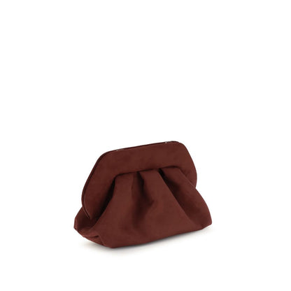 THEMOIRè Brown Other Fibres Clutch Bag with eco-friendly design and detachable strap, featuring a sophisticated minimalist look.