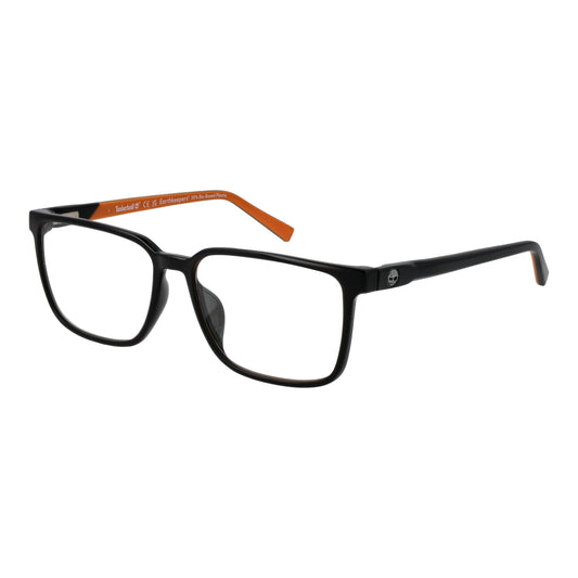 TIMBERLAND MOD. TB1768-H 56001 men's eyeglasses in black frame with orange accents front view.