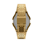 Back view of TIMEX Mod. T80 wristwatch with SS IP Gold strap, 42mm case, quartz movement, water resistant.