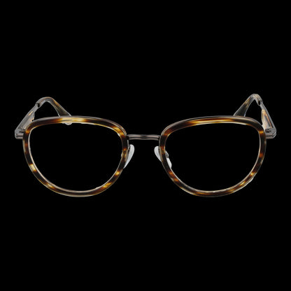 TRUSSARDI MOD. TSM1005 52E01 gent's eyeglasses in tortoise shell design on black background.