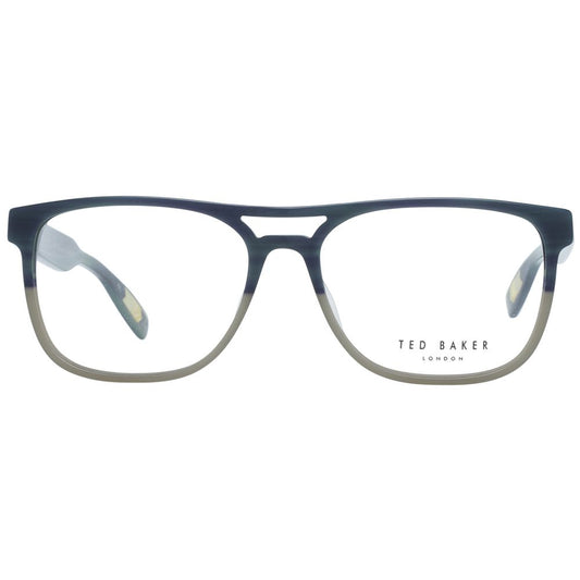 Ted Baker Green Men Glasses Frame, full-rim plastic aviator style with demo lenses and spring hinge, green frame, size 56-16-145.