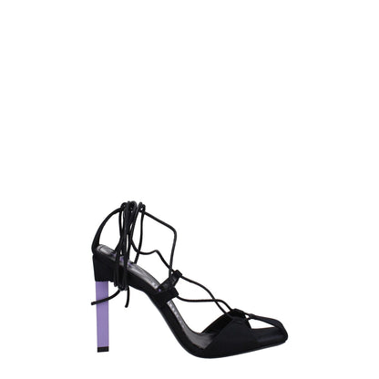 The Attico Black Fabric Stiletto Heel Sandals with open toe and mauve high heel, self-tie closure, leather sole. MPN S411V015528.