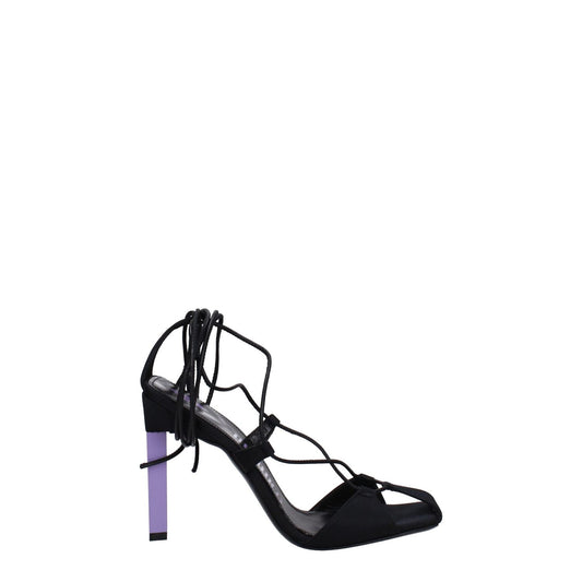The Attico Black Fabric Stiletto Heel Sandals with open toe and mauve high heel, self-tie closure, leather sole. MPN S411V015528.
