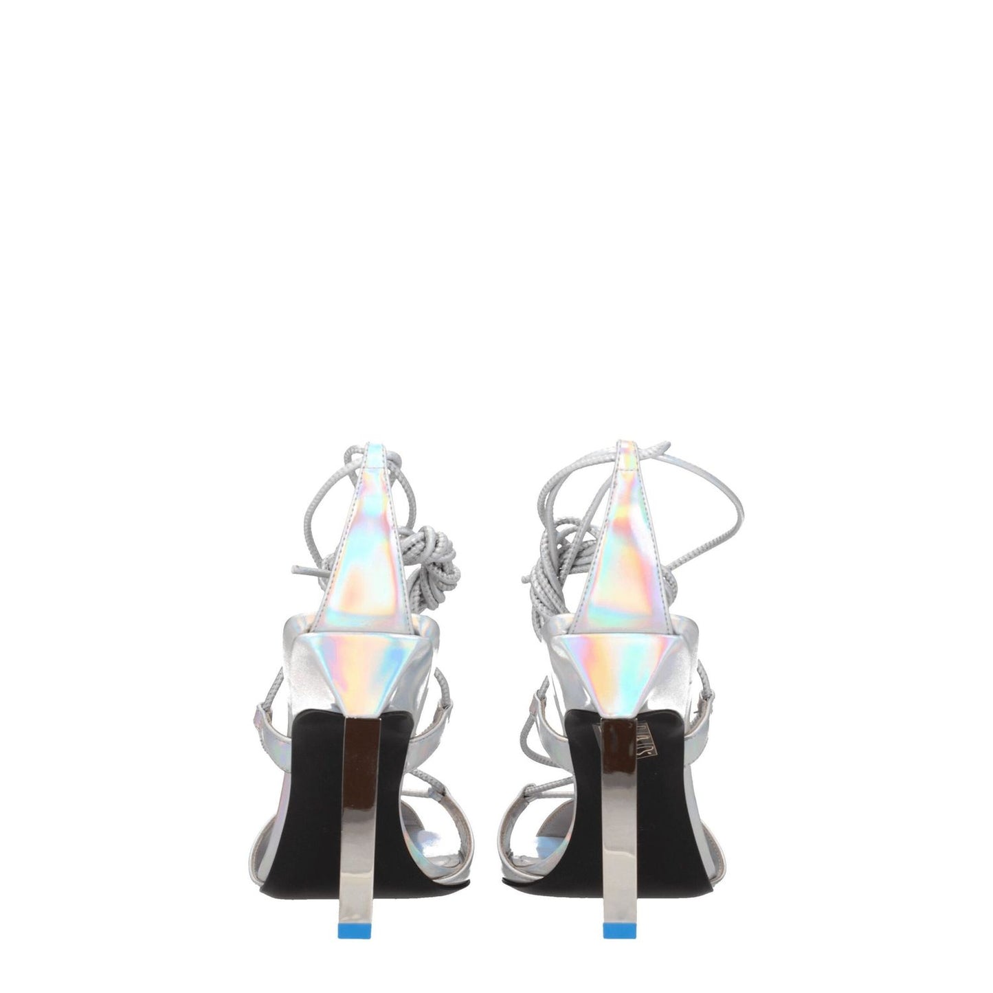The Attico Gray Leather Stiletto Heel Sandals