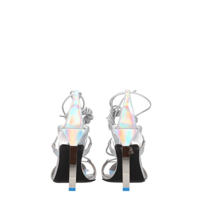 The Attico Gray Leather Stiletto Heel Sandals