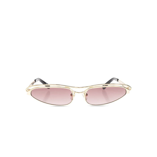 The Attico Norma sunglasses with gold-tone UV-protective lenses, logo-engraved arm, and curved tips.