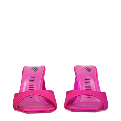 The Attico Pink Satin Stiletto Heel Sandals with open toe design and 8.5 cm mid heels, style MPN S772V007008, made of satin and leather.