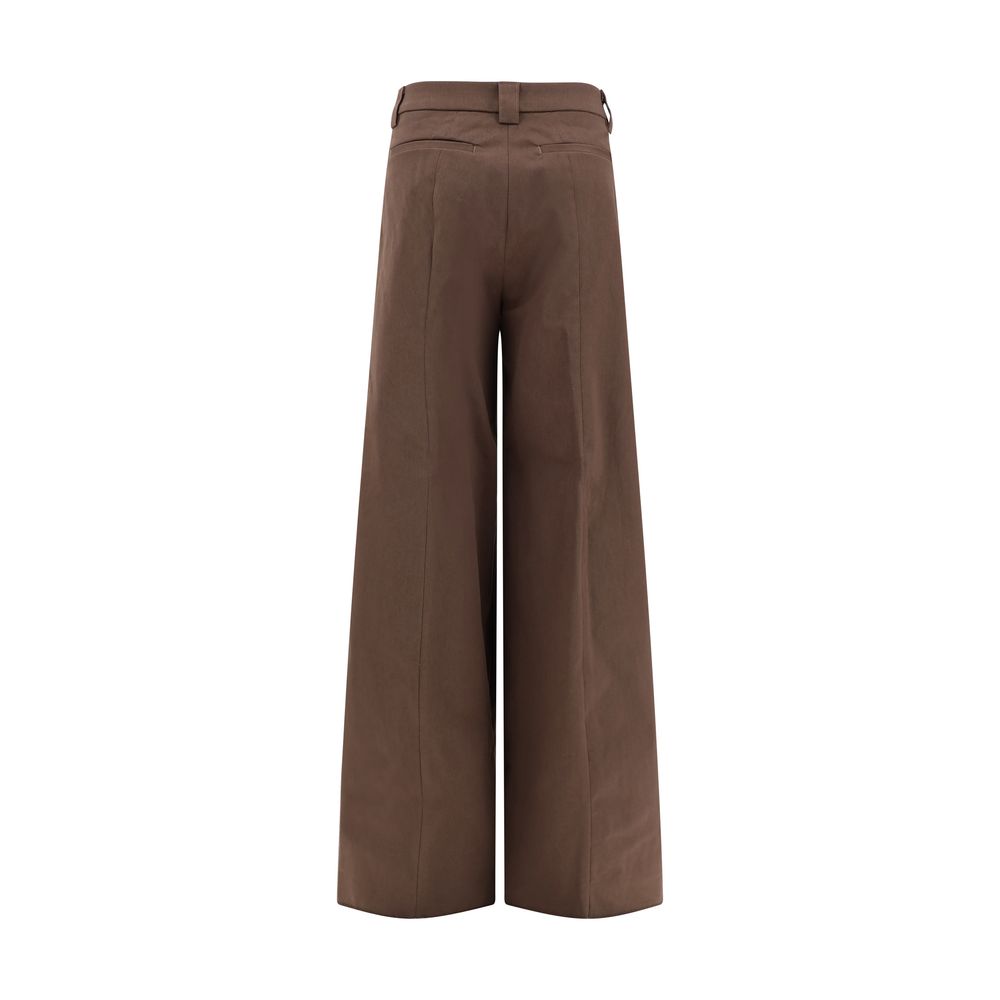 The Latest Brown Cotton Casual Pants with wide-leg and high-waisted design for a sophisticated look.