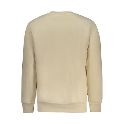 Back view of Timberland Beige Cotton Men Sweater featuring long sleeves and a regular fit, showcasing its chic design and comfort.