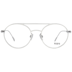 Tod's White Women Glasses Frame in full-rim aviator style, metal and leather material, demo lenses, no spring hinge, size 52-19-145.
