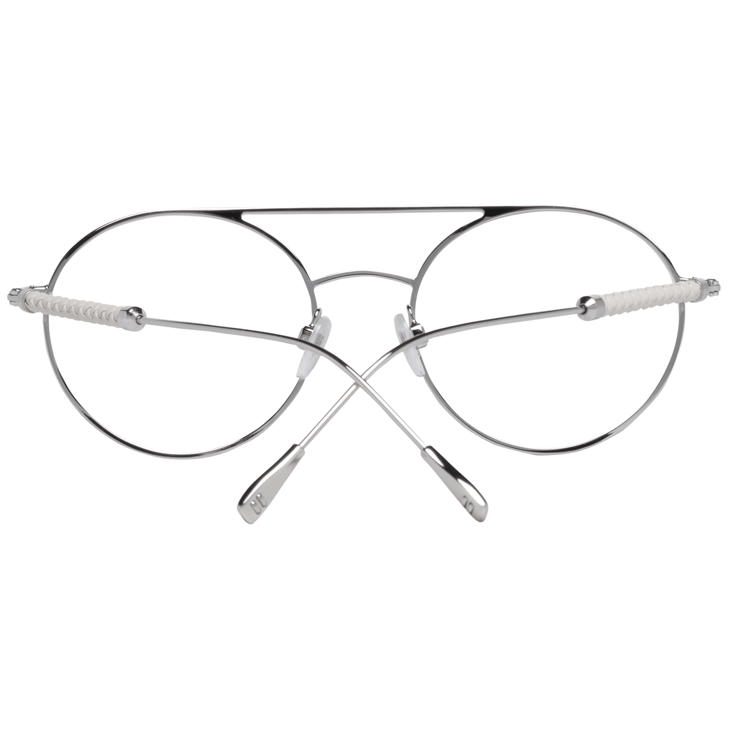 Tod's White Women Glasses Frame in metal & leather, size 52-19-145, aviator style with full-rim design, comes with branded case.