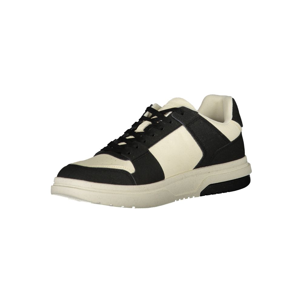 Tommy Hilfiger Black Polyester Sneaker with contrast details and logo, sports footwear with laces, classic and stylish design.