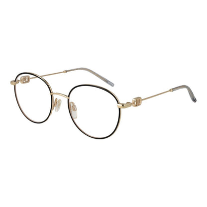 Tommy Hilfiger Gold Metal Glasses (Frames) for women, full-rim panto style with demo lenses, in a branded case, 50-19-140 size.