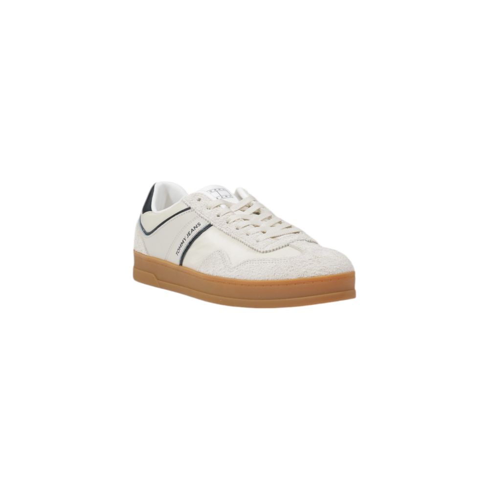 Tommy Hilfiger Jeans Cream Leather Low Top Sneakers