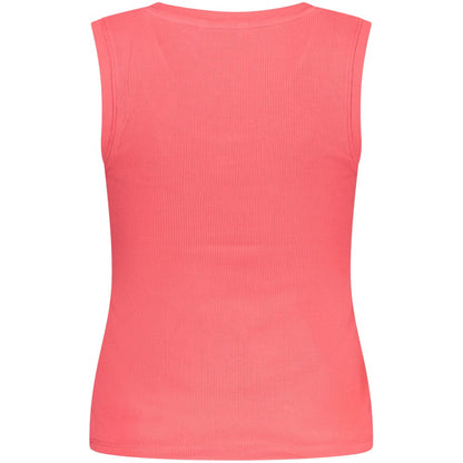 Tommy Hilfiger Pink Cotton Tank Top with wide neckline and logo embroidery, made from 95% regenerative cotton.