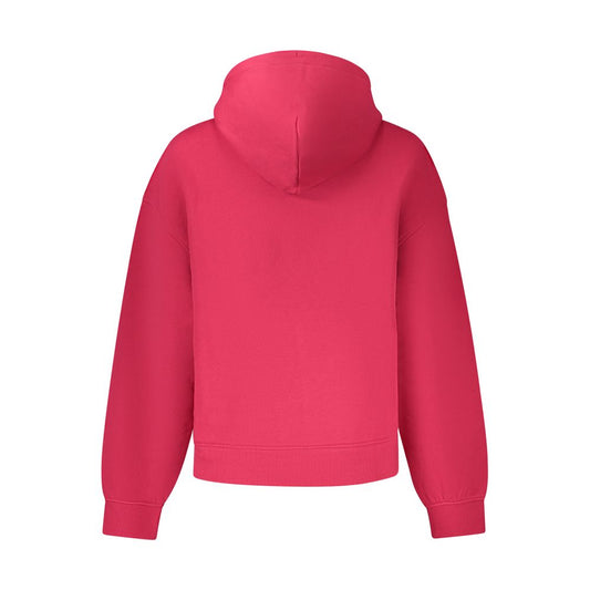 Tommy Hilfiger Pink Cotton Women Sweater, back view, highlighting hood design and cozy fabric for a casual look.