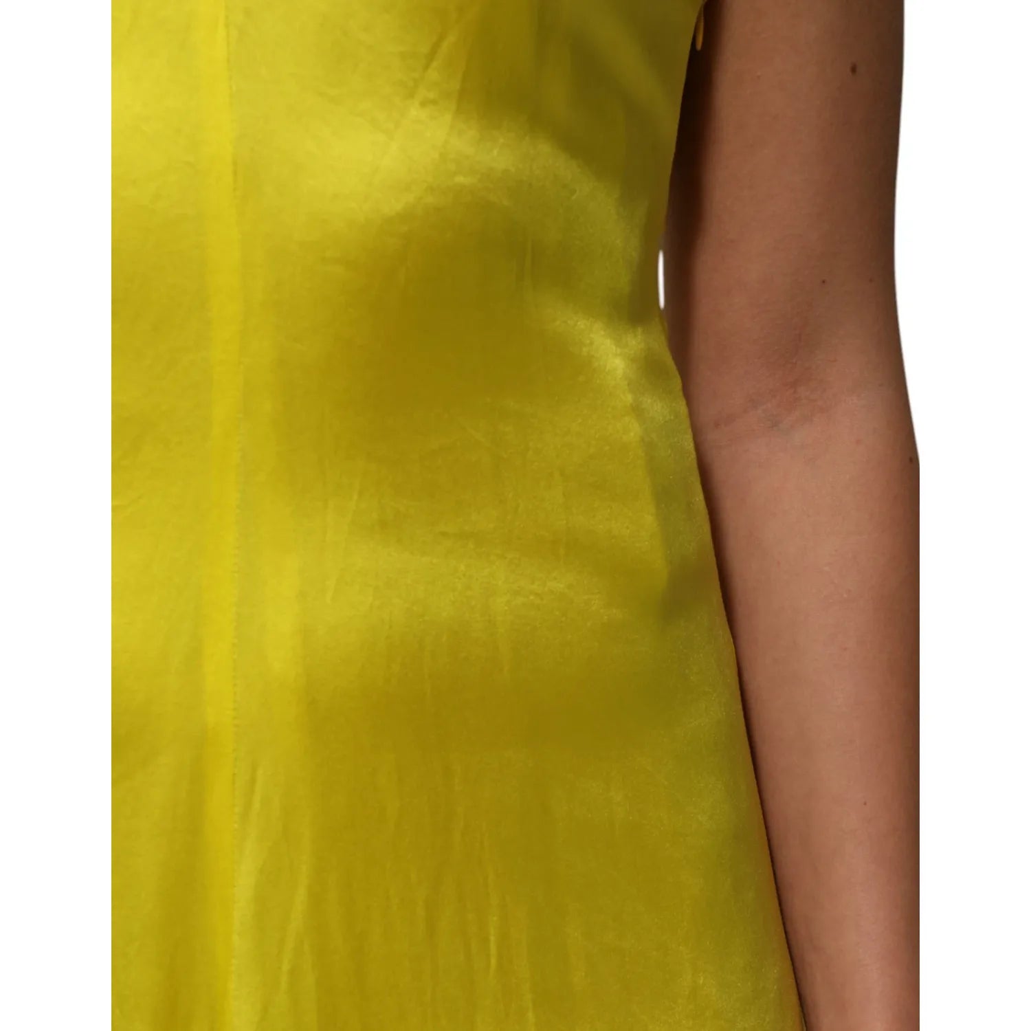 Tonello Yellow Silk Satin Slip Maxi Spaghetti Strap Maxi Dress