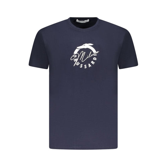 Trussardi Blue Cotton Men T-Shirt with logo and distinctive print