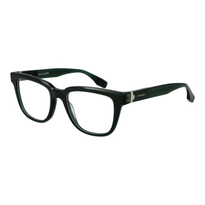Trussardi Green Acetate Glasses (Frames), full-rim rectangle style, green color, acetate material, with demo lenses and spring hinge.