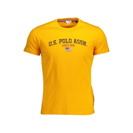 U.S. POLO ASSN. Orange Cotton Men T-Shirt with logo print, short sleeves, crew neck, breathable cotton.