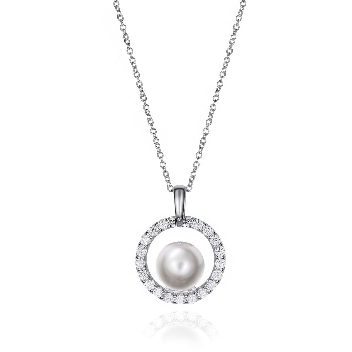 VICEROY JEWELS Mod. 71044C000-68 lady's silver necklace with pearl pendant, quartz movement, and calendar function in official box.