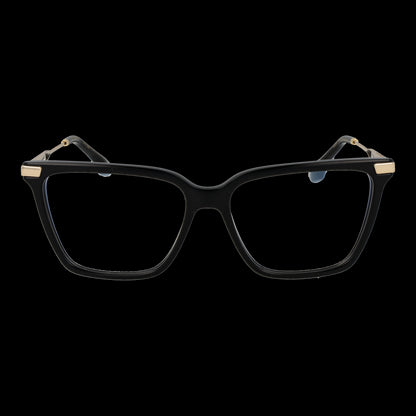Alt Tag: VICTORIA BECKHAM MOD. VB2657 55001 black eyeglasses for ladies, front view display on black background.