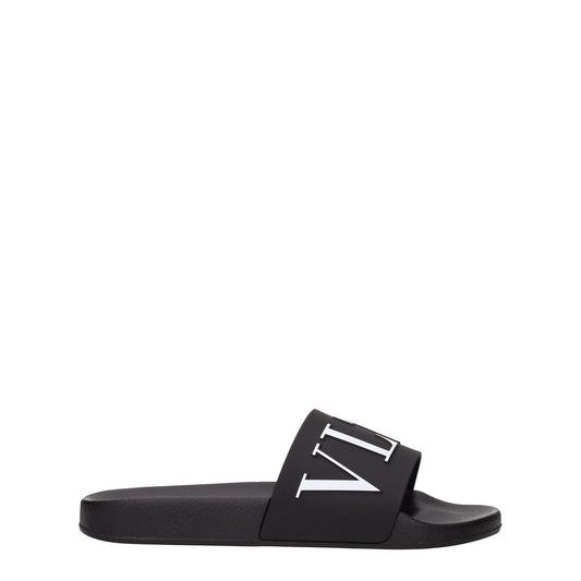 Valentino Garavani Black Cotton Slippers with logo, low flat heel, open toe, MPN S0873SYE0NI, new collection footwear