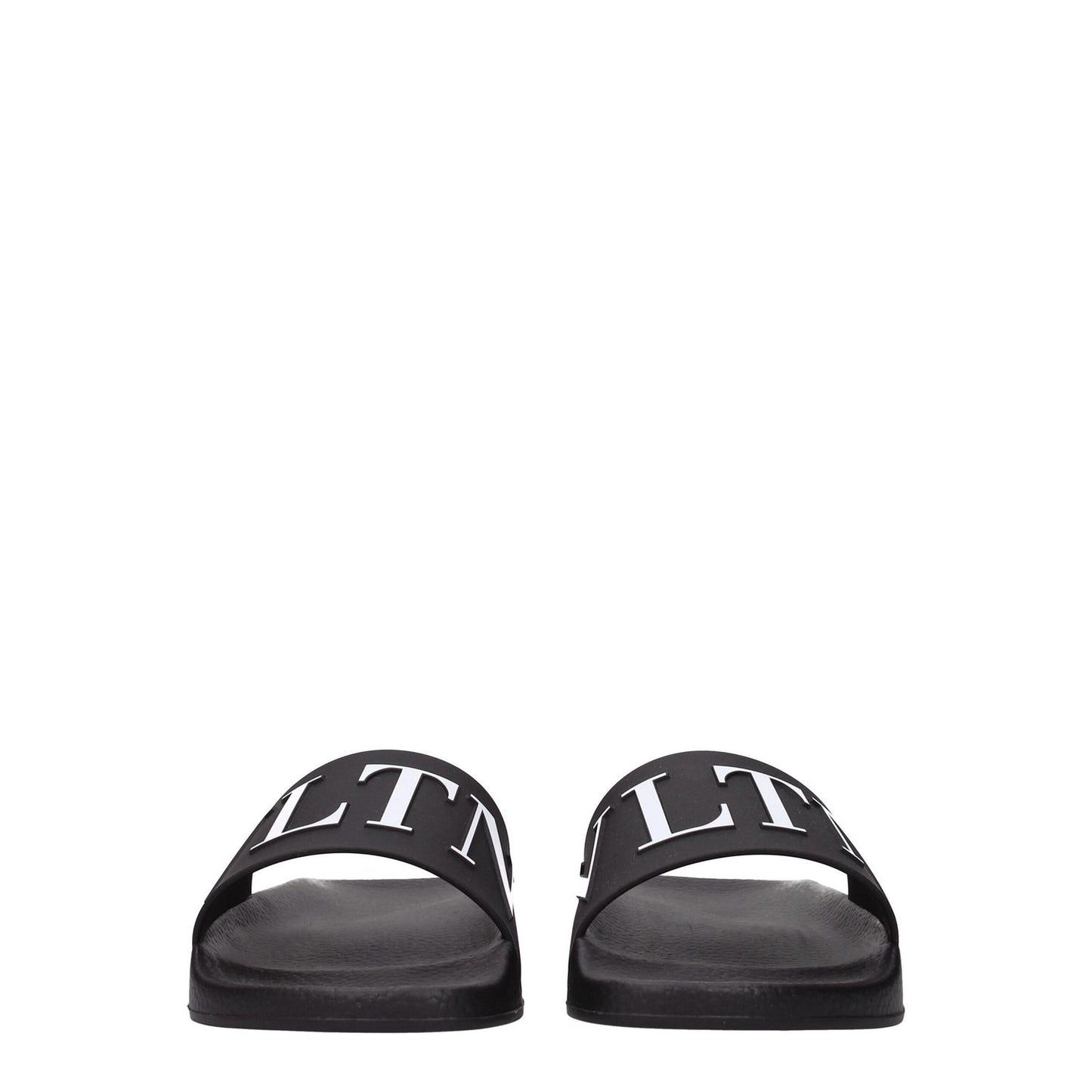 Valentino Garavani Black Cotton Slippers with open toe and rubber sole in black, featuring logo design, MPN S0873SYE0NI.