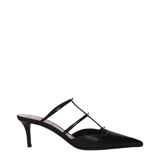 Valentino Garavani Black Leather Flat Sandals