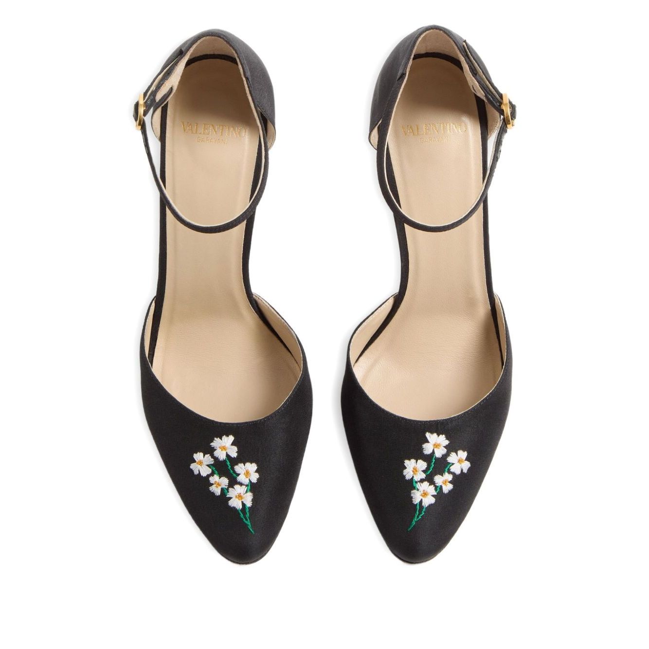 Valentino Garavani Hi Dolly Pumps In Fabric With Floral Embroidery 105mm High Heel