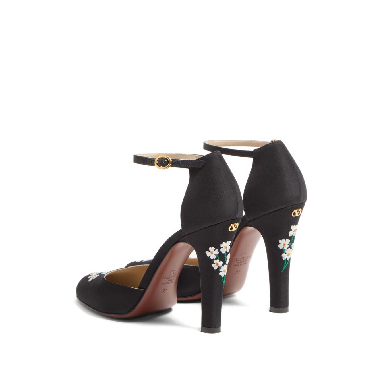Valentino Garavani Hi Dolly Pumps In Fabric With Floral Embroidery 105mm High Heel