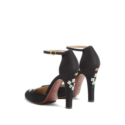 Valentino Garavani Hi Dolly Pumps In Fabric With Floral Embroidery 105mm High Heel