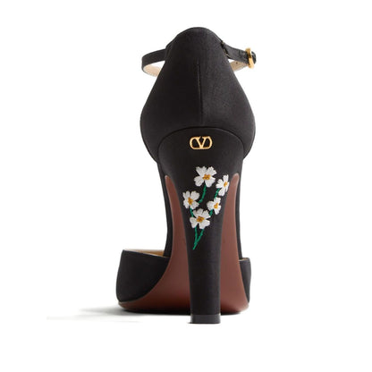 Valentino Garavani Hi Dolly Pumps In Fabric With Floral Embroidery 105mm High Heel