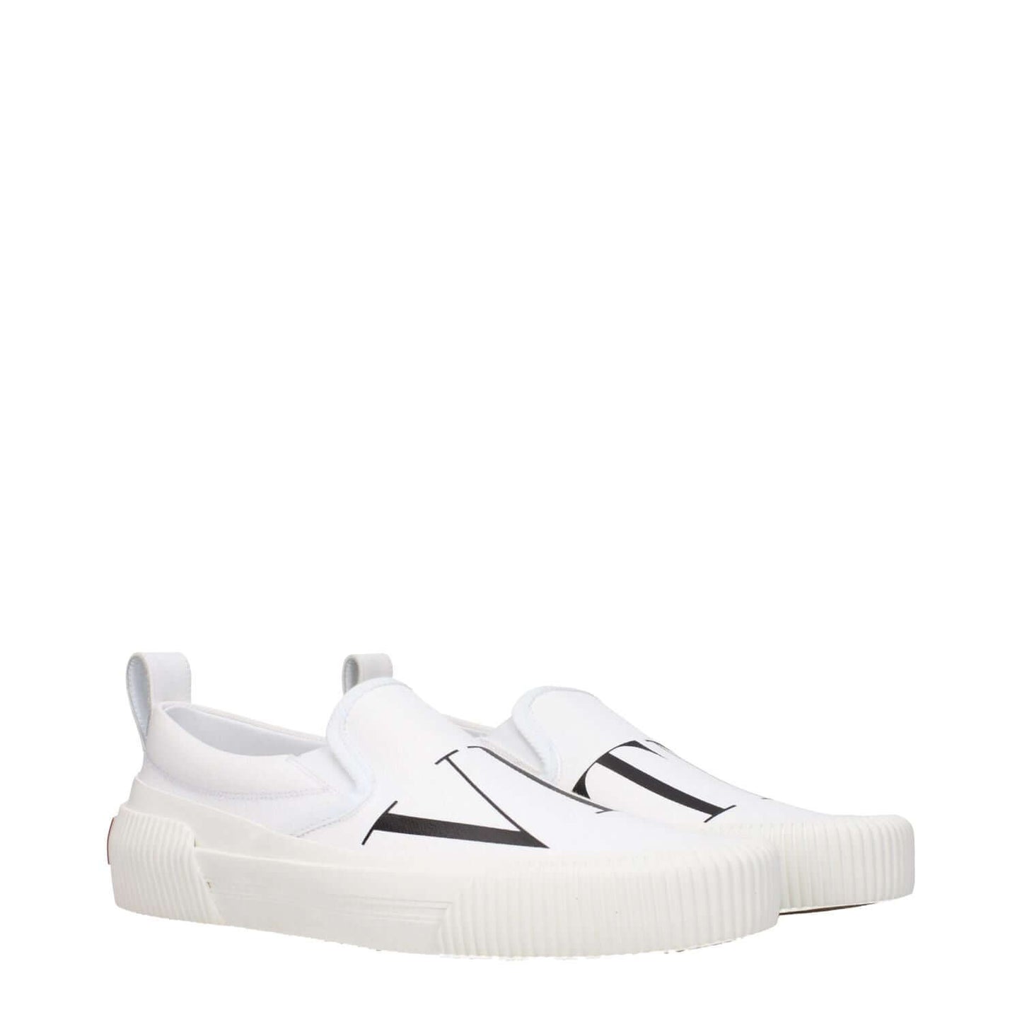 Valentino Garavani White Fabric Slip-On Loafers