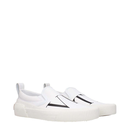 Valentino Garavani White Fabric Slip-On Loafers