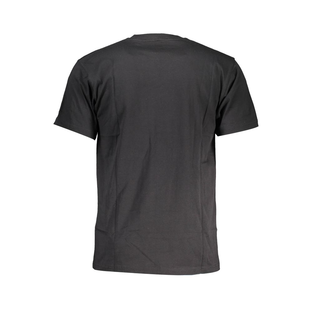 Back view of Vans Black Cotton Men T-Shirt showcasing short sleeves and pure cotton fabric.