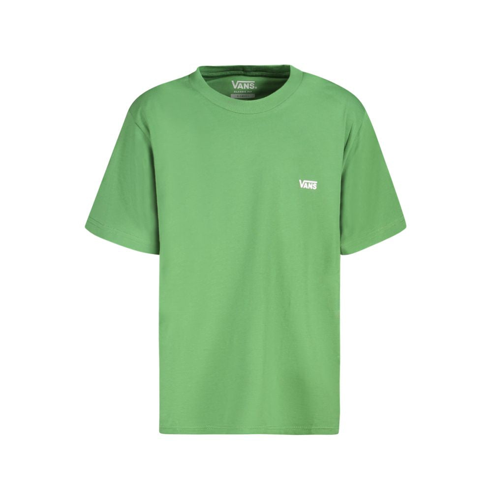 Vans Green Cotton T-Shirt with short sleeves, classic fit, crew neck, and logo print, perfect casual wear for comfort and style.