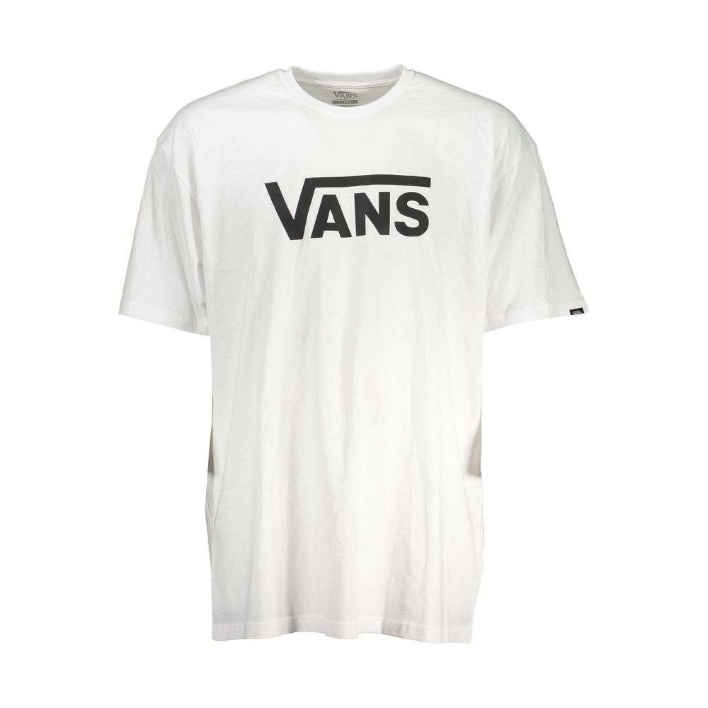 Vans White Cotton Men T-Shirt with iconic logo, skater style, crew neck, breathable cotton, perfect for casual wear and adventures.