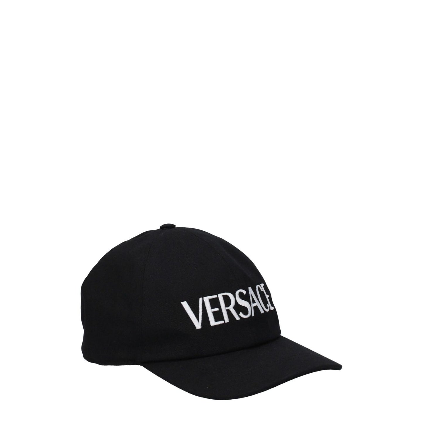 Versace Black Cotton Cap (Baseball Hat) with adjustable strap and white logo, MPN ICAP006A2347642B020.