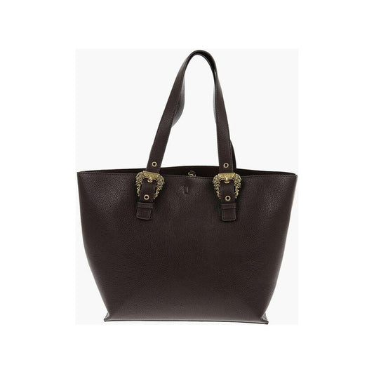 Versace Versace JEANS COUTURE Textured Faux Leather Tote Bag with Golden Buc VEP537725GD 1728,74866327712,Bags,Brown,New with tags,Shoulder Bags - Women - Bags,Versace,Women,Women - Bags