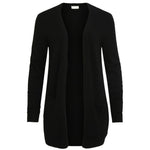 Vila Clothes Black Viscose Cardigan with side pockets, lightweight and perfect for layering. Ideal for enhancing chic style and comfort.